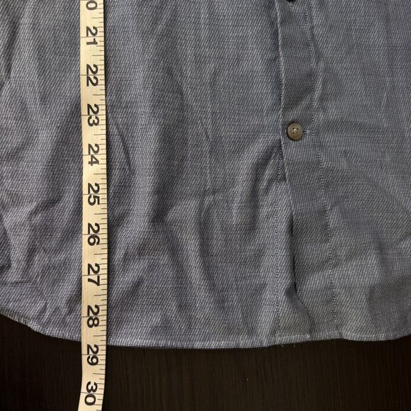 John Varvatos Shirt Men Large Button Up Slim Fit Classic Preppy Long Sleeve Blue - Picture 8 of 9